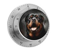 Timer da cucina con motivo a forma di cane Rottweiler per cucinare, timer da cucina in acciaio inossidabile, orologio magnetico con conto alla rovescia da 60 minuti, meccanico a carica, per aula, pale
