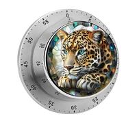 Timer da cucina con motivo leopardato in vetro colorato per chef, orologio con timer da cucina con allarme sonoro, nessuna batteria richiesta, timer da tavolo meccanico con supporto magnetico