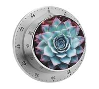 Timer da cucina con stampa di piante grasse, timer da cucina con allarme forte, non richiede batterie, vento per cucinare