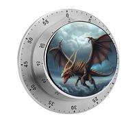 Timer da cucina Flying Dragon per cucinare, timer da cucina in acciaio inossidabile, orologio magnetico con conto alla rovescia da 60 minuti, meccanico a carica, per aula, palestra, studio, insegnante