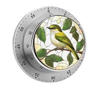 Timer da cucina in vetro colorato con orientale dagli occhi bianchi per chef, orologio con timer da cucina con allarme forte, nessuna batteria richiesta, timer da tavolo meccanico con suppor