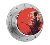 Timer da cucina magnetico in acciaio inossidabile con spada che tiene la spada, timer meccanico con allarme forte da 70 db, senza batteria, impermeabile, timer di carica da 60 minuti per cucinare