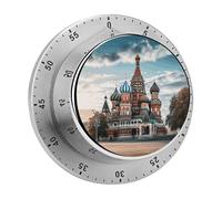 Timer da cucina magnetico in acciaio inox Cattedrale di San Basilio a Mosca Timer meccanico con allarme forte da 70 dB senza batteria impermeabile 60 minuti timer per cucinare cottura fitness aula