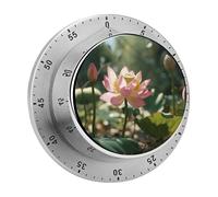 Timer da cucina magnetico in acciaio inox, timer con conto alla rovescia, orologio meccanico con sveglia per la cottura in forno, fiore in primo piano