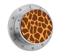 Timer da cucina magnetico in acciaio inox, timer con conto alla rovescia, orologio meccanico con sveglia per la cottura in forno domestico, stampa giraffa