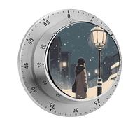 Timer da cucina magnetico in acciaio inox, timer con conto alla rovescia, orologio meccanico con sveglia per la cottura in forno domestico, donne sotto i lampioni