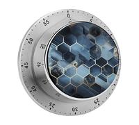 Timer da cucina magnetico in acciaio inox, timer con conto alla rovescia, orologio meccanico con sveglia per la cottura in forno, esagoni blu e diamanti