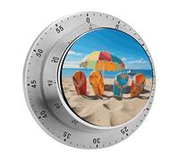 Timer da cucina magnetico in acciaio inox, timer per conto alla rovescia, orologio meccanico con sveglia per la cottura in casa, forno, infradito colorate, pallone da spiaggia