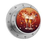 Timer da cucina magnetico in acciaio inox, timer per conto alla rovescia, orologio meccanico con sveglia per la cottura in forno, cuore colorato, champagne