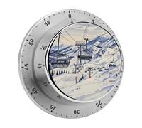 Timer da cucina magnetico meccanico in acciaio inossidabile 304, allarme forte da 70 dB, base magnetica, senza batteria, 60 minuti, montaggio manuale, timer per il conto alla rovescia, timer a carica