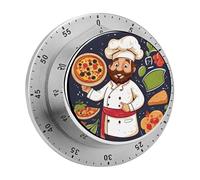 Timer da cucina meccanico Chef Pizza, 60 minuti con base magnetica per riunioni di lavoro e cucina