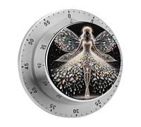 Timer da cucina meccanico colorato con ali d'angelo, timer magnetico da 60 minuti, in acciaio inox, resistente, con allarme forte, conto alla rovescia manuale, per cucina, ufficio, palestra