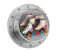 Timer da cucina meccanico colorato retrò per cucinare 60 minuti con supporto magnetico allarme forte, in acciaio inox, timer per conto alla rovescia carino per cucinare, studiare, giocare, aula