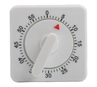 Timer da cucina meccanico da 60 minuti, timer da cucina a carica con allarme forte, timer quadrato per conto alla rovescia senza batterie, per cucinare, studiare, allenarsi, casa e ufficio (bianco)