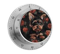 Timer da cucina meccanico per cuccioli di Yorkie, 60 minuti con base magnetica per riunioni, cucina e lavoro