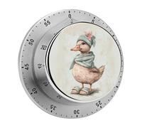 Timer da cucina retrò con asciugamano a forma di anatra sulla testa per chef, orologio con timer da cucina con allarme forte, nessuna batteria richiesta, timer da tavolo meccanico con supporto magne
