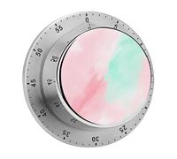 Timer da cucina rosa pastello e verde menta per chef, orologio con timer da cucina con allarme forte, non richiede batterie, timer da tavolo meccanico con supporto magnetico