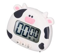 Timer da Cucina, Timer da Tavolo Facile da Usare Animale da Cartone Animato con Cifre Grandi con Supporto per l'aula (Mucca Bianca)