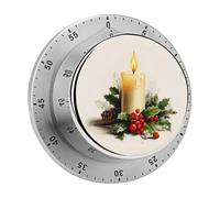 Timer da cucina vintage con candela di Natale per chef, orologio con timer da cucina con allarme forte, nessuna batteria richiesta, timer da tavolo meccanico con supporto magnetico