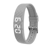 Timer da polso - Braccialetto sveglia vibrante in silicone nero | Sveglia portatile con vibrazione, orologio con movimento tattile discreto, display LED a sette segmenti, se, Grigio, Consulte la