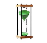 timer di legno, Clessidra con sabbia, 30 minuti, multicolore, 25x9,5x9,5 centimetri, decorazione in vetro e legno(Green)