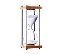 timer di legno, Clessidra con sabbia, 30 minuti, multicolore, 25x9,5x9,5 centimetri, decorazione in vetro e legno(White)