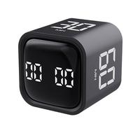 Timer digitale a cubo, timer da cucina con sensore di gravità, timer digitale, timer di messa a fuoco, silenzioso e sveglia, per lavoro, studio, attività, riunioni, produttività, ADHD, ufficio (nero)