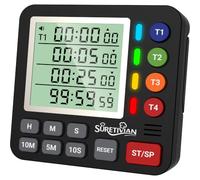 Timer digitale da cucina per cucinare, timer con conto alla rovescia e conto in avanti a 4 canali, con allarme forte e modalità silenziosa, grande display, retro magnetico, memoria automatica per aula