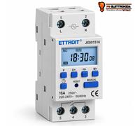 TIMER DIGITALE ETTROIT 16A 220V GUIDA DIN 8 PROGRAMMI LCD JX601516