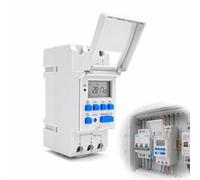 Timer Digitale Programmabile 220V Guida DIN LCD 16 Programmi ON/OFF | Interruttore Astronomico con Memoria, per Irrigazione e Presa Elettrica, Display LCD, Installazione Semplice su Guida DIN
