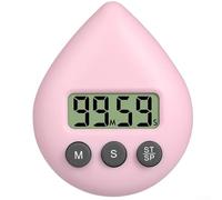 Timer digitale programmabile a tre colori con design a prova di spruzzi, funzione risparmio energetico, conto alla rovescia, allarme con ventosa, per uso domestico (rosa chiaro)