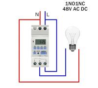 Timer digitale programmabile settimanale elettronico 7 giorni Controllo relè AC 220V 230V 12V 24V 48V 16A Montaggio su guida DIN THC15A(30A,1NO1NC 48V AC DC)