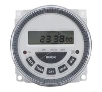 Timer digitale TM619, timer programmabile di 7 giorni con display LCD, 16 programmi di accensione/spegnimento giornaliero, funzione di memoria in caso di interruzione di corrente, per 12 V/24 V/110 V