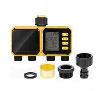 Timer Irrigazione per solare 4 per zone con Sensore Pioggia LCD | Pannello per solare integrato, ricarica , presa necessaria, display LCD chiaro