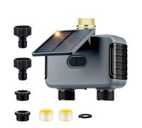 Timer Irrigazione Solare WiFi 2 Uscite Centralina Smart | App Smart Life, Alexa & Google, IP55 Impermeabile, Ritardo Pioggia, Timer per Giardino & Serra, Batteria 2000mAh