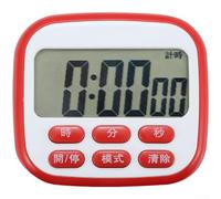 Timer LCD compatto con tre modalità di temporizzazione e adattabilità fisica per il posizionamento della parete in metallo o verticale (rosso)