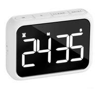 Timer LED da 100 minuti con volume e luminosità regolabili, timer ricaricabile per conto alla rovescia, magnetico, supporto, ganci per cucina e spazio di lavoro (bianco)