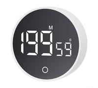 Timer magnetico da cucina con grande display a LED, conto alla rovescia di 60 minuti, luminosità e volume regolabili per un tempo di cottura accurato (bianco)