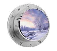 Timer manuale per il conto alla rovescia con paesaggio invernale e base magnetica, timer meccanico visivo per aula, casa, studio e cucina.