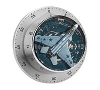 Timer manuale per il conto alla rovescia di un aereo da caccia dell'aero militare con base magnetica, timer meccanico visivo per aula, casa, studio e cucina.
