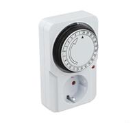 Timer meccanico 24 ore analogico per presa | Materiale ignifugo in policarbonato, 96 tempi di accensione giornalieri, per lampade e router