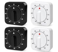 Timer meccanico da cucina a breve termine, analogico: 4 pezzi, funzione sveglia a breve termine per la casa e lo sport (bianco*2, nero*2)