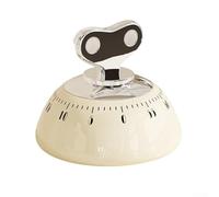 Timer meccanico da cucina con conto alla rovescia da 60 minuti, con retro magnetico, per cucinare, cuocere e gestire la scrivania, carica manuale della batteria per studio visivo (bianco)
