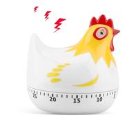 Timer Meccanico da Cucina, Timer da Cucina Cartone Animato a Forma di Pollo, Timer da cucina Manuale, Orologio di Promemoria Ad Anello Forte per il Conto Cucinare Fitness Cottura Studiare(bianca)