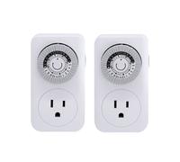 Timer Meccanico da Interno con Timer da 24 Ore, Confezione Doppia con Spina Americana A 3 Poli.