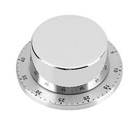 Timer meccanico manuale con base magnetica Strumento per il conto alla rovescia in acciaio inossidabile per la cottura al forno per la domestica Argento 8x3 cm