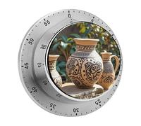 Timer per ceramica etnica africana, timer visivo digitale in acciaio inossidabile, squisiti strumenti meccanici per il conto alla rovescia con timer a funzionamento silenzioso per cucina, ufficio,
