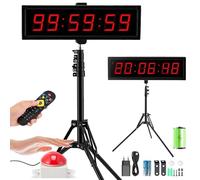 Timer Per Il Conto Alla Rovescia, Cronometro Digitale A 6 Cifre 2,3 Pollici Per Gare Giochi Timer Palestra Con Treppiede Cronometro Sportivo Con Telecomando 12/24 Ore Luminosità Regolabile (Ricarica)