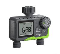 Timer per irrigatore a 2 zone con ritardo della pioggia | Costruzione in plastica, durata 1-3h59 m, modalità ritardo pioggia, display LED, risparmio di 1 ora al giorno