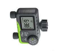 Timer per irrigatore a 2 zone con ritardo della pioggia | Costruzione in plastica, durata 1-3h59 m, modalità ritardo pioggia, display LED, risparmio di 1 ora al giorno